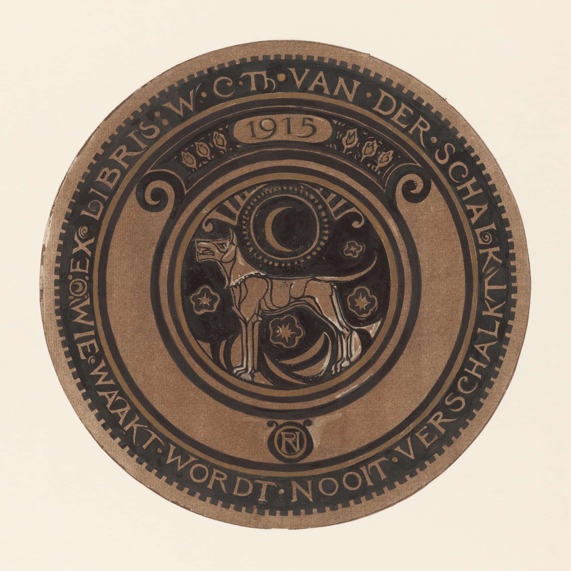 Ontwerp Voor Ex Libris Van W.C.Th. Van Der Schalk by Richard Nicolaus Roland Holst