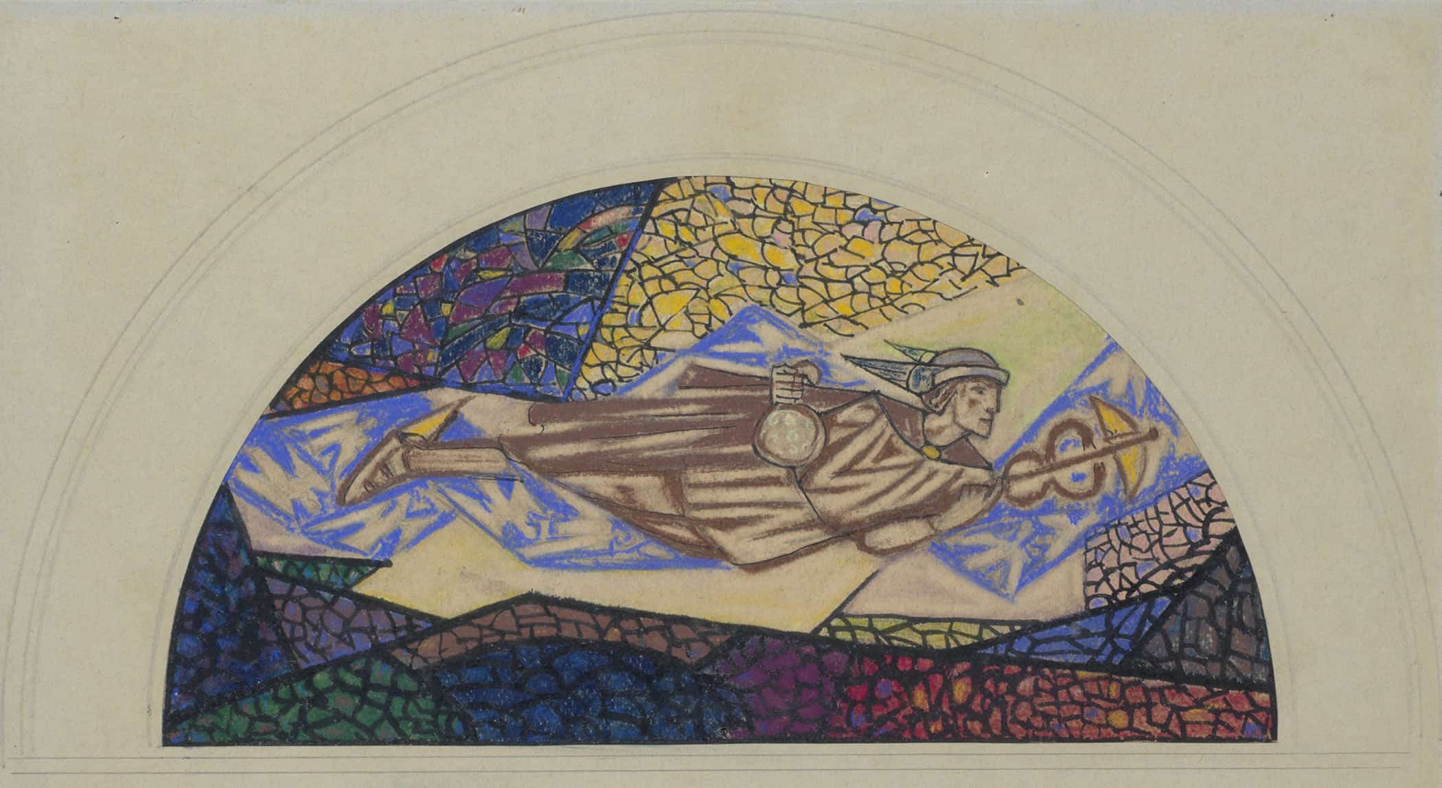 Ontwerp Voor Raam Van Het Postkantoor Te Utrecht Mercurius by Richard Nicolaus Roland Holst