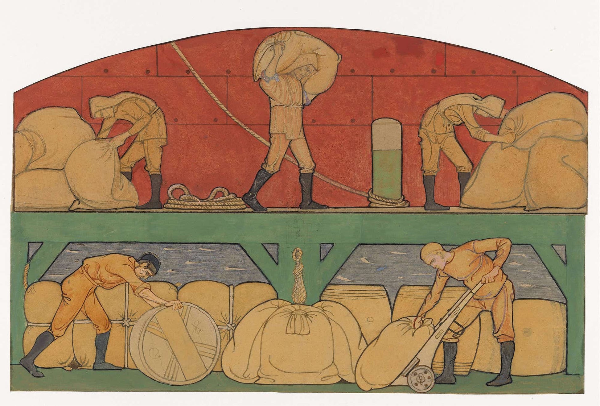 Ontwerp Voor Schildering In De Beurs Van Berlage De Handel by Richard Nicolaus Roland Holst