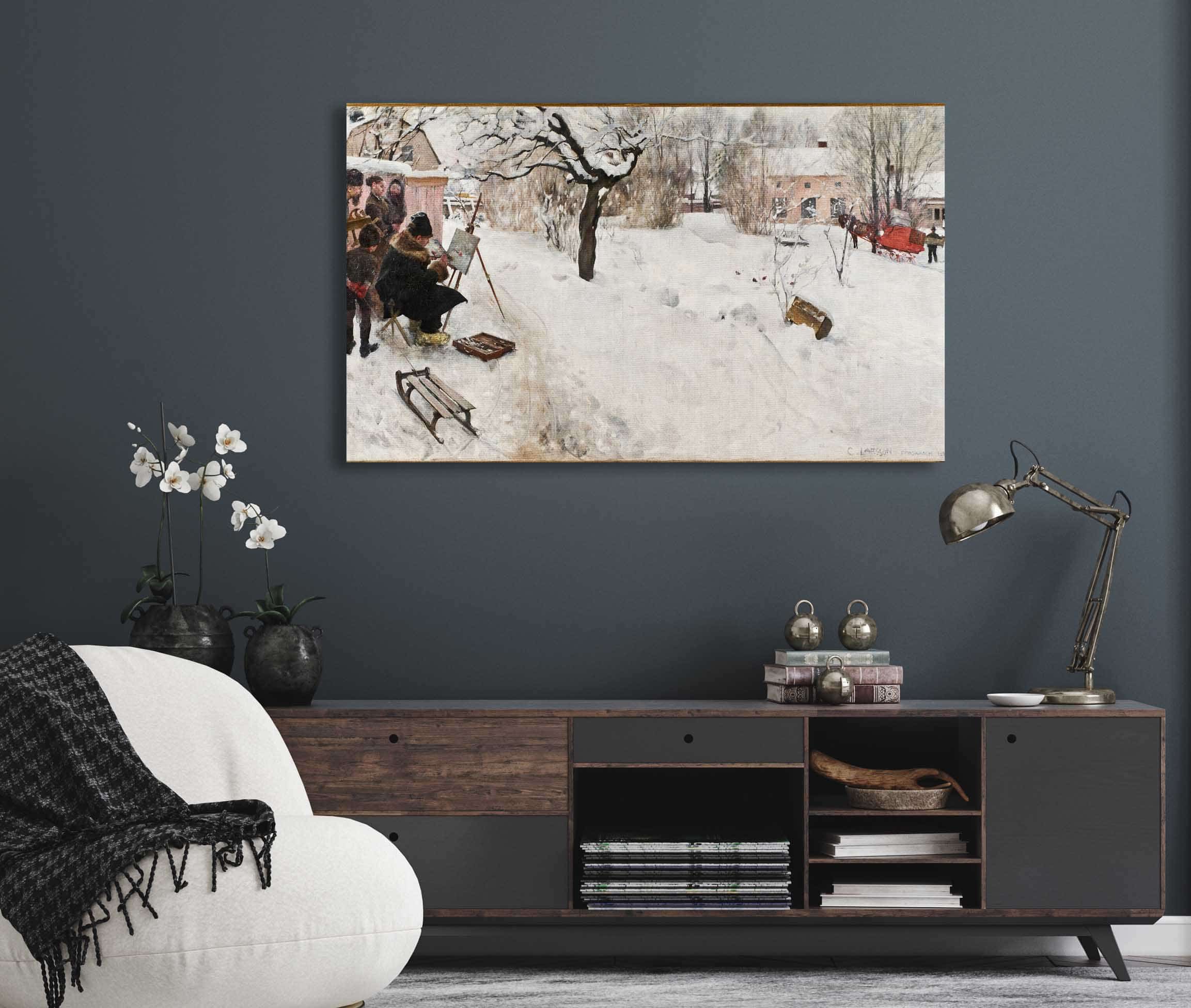 Open Air Painter Winter Motif From Asogatan Stockholm by Carl Larsson