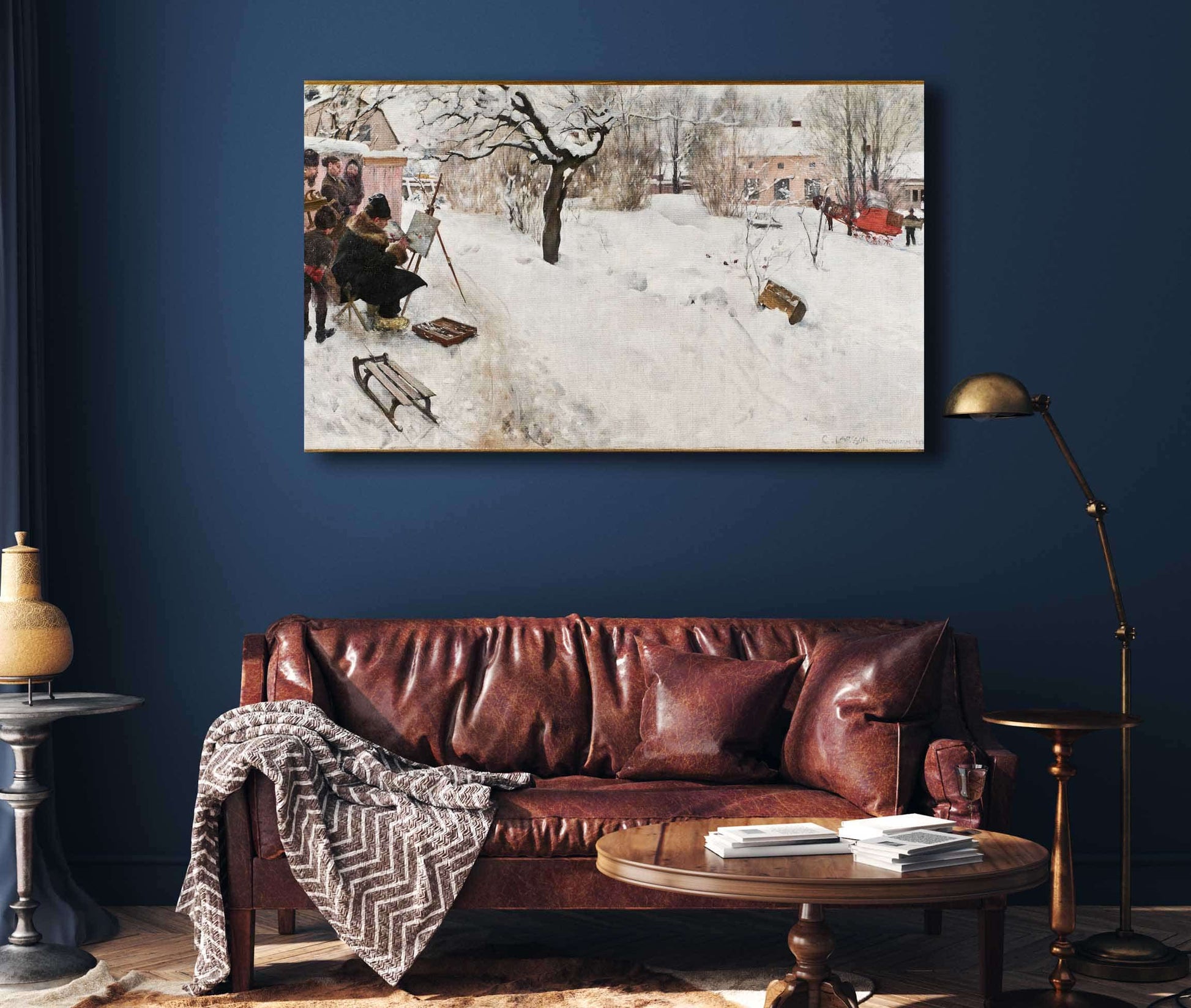 Open Air Painter Winter Motif From Asogatan Stockholm by Carl Larsson