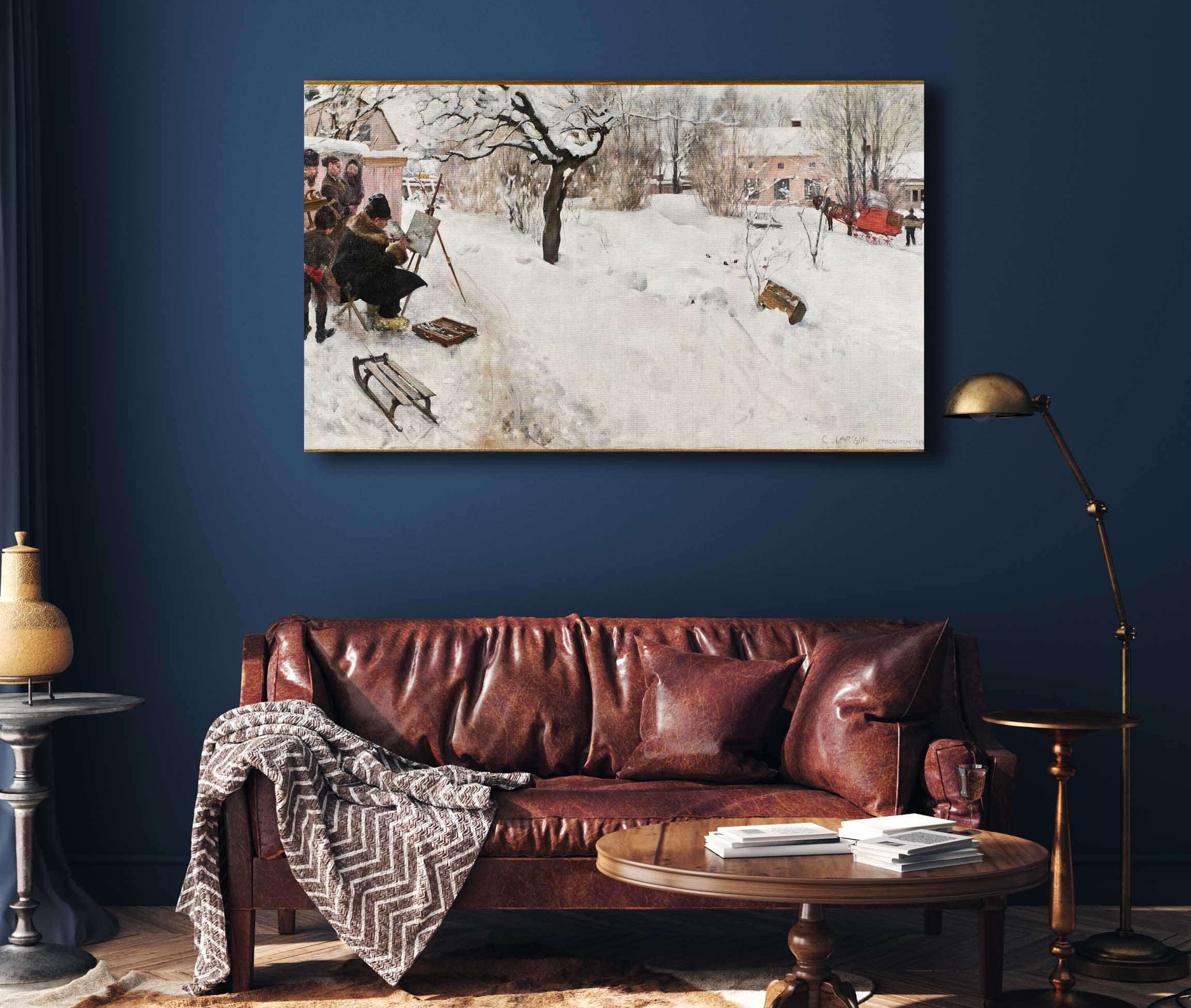 Open Air Painter Winter Motif From Asogatan Stockholm by Carl Larsson