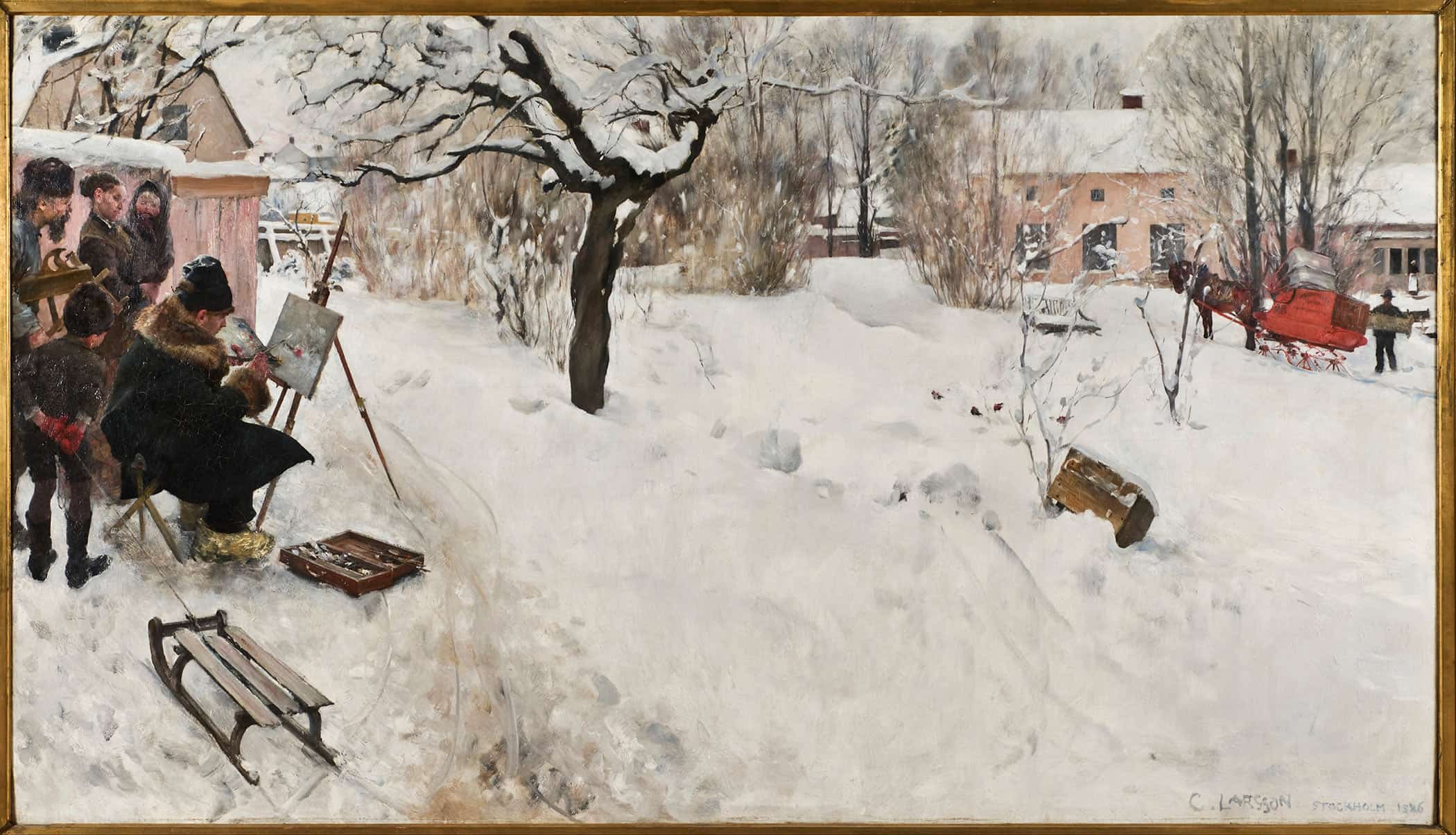 Open Air Painter Winter Motif From Asogatan Stockholm by Carl Larsson