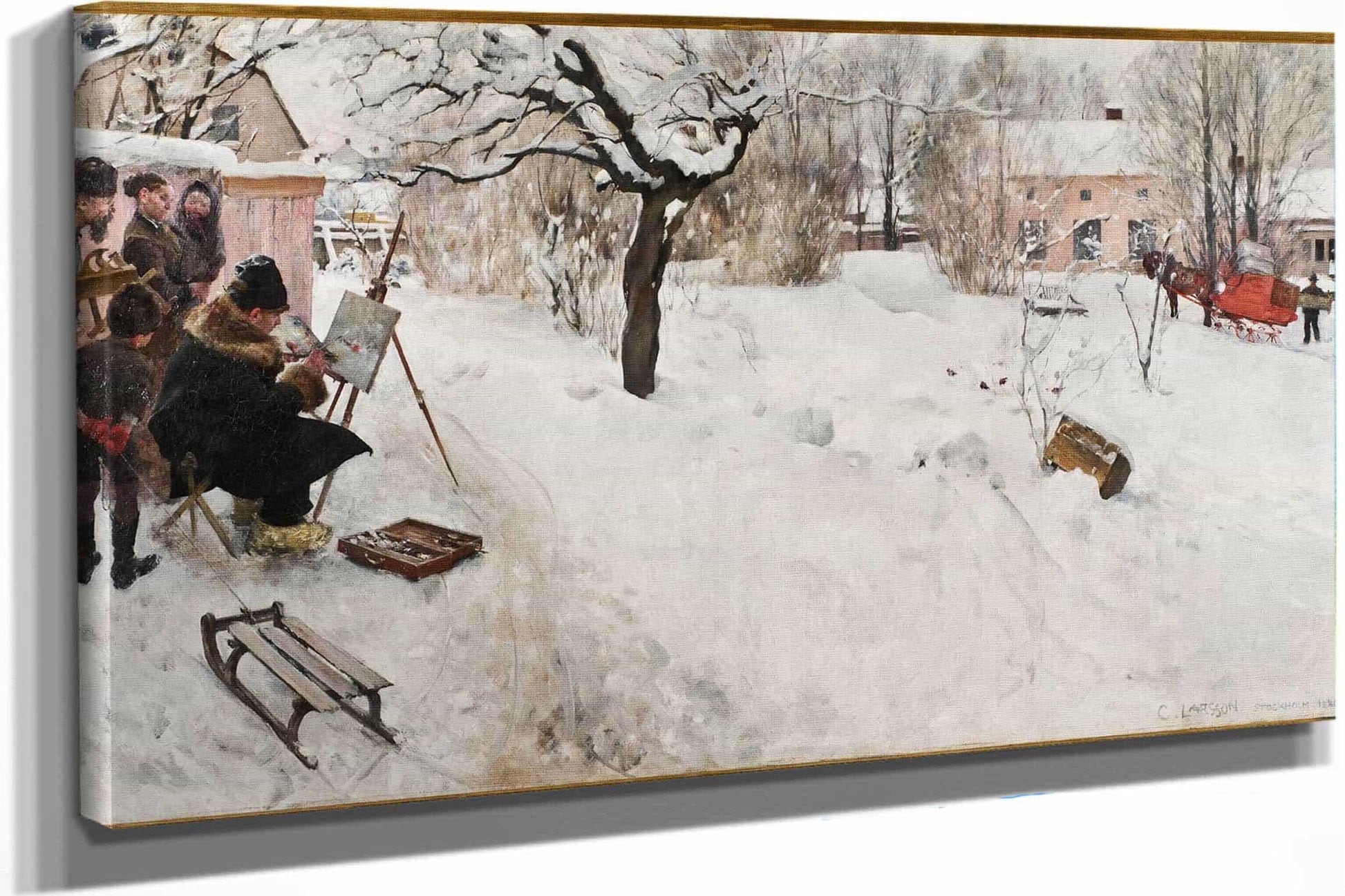 Open Air Painter Winter Motif From Asogatan Stockholm by Carl Larsson