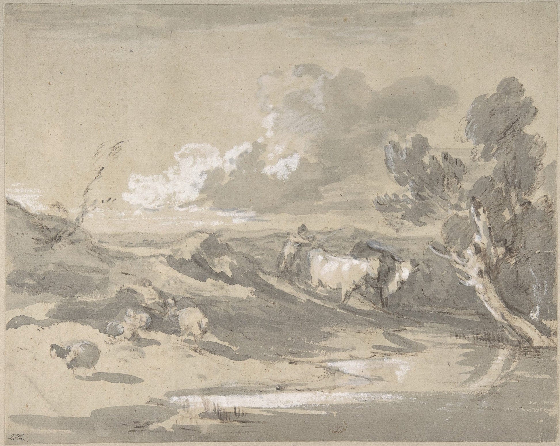 Open Landscape With Herdsman Cows And Sheep by Thomas Gainsborough