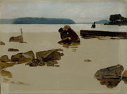 Open Sea Off Haikko Study For Boys Playing On The Shore by Albert Edelfelt