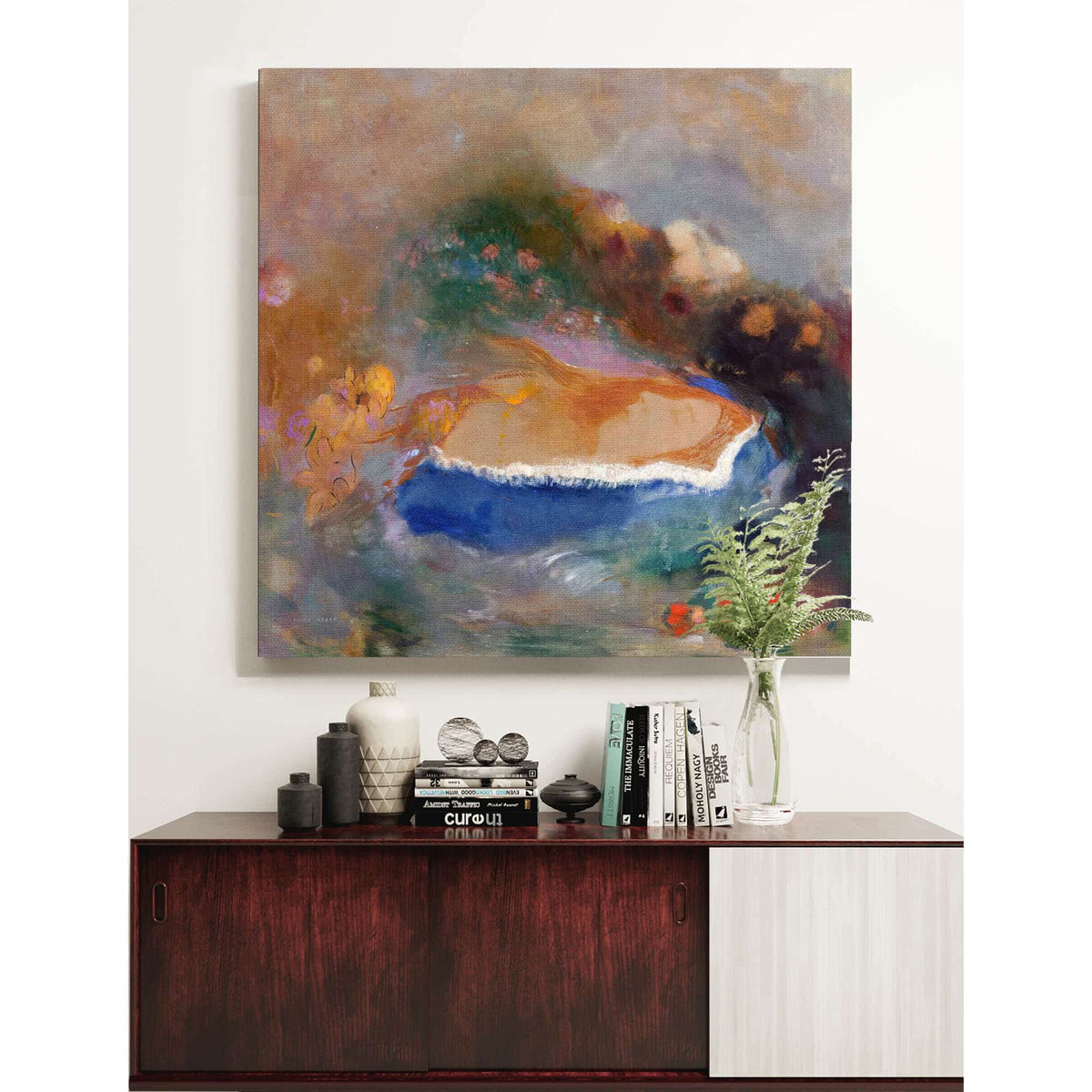 Ophelia With A Blue Wimple In The Water  by Odilon Redon