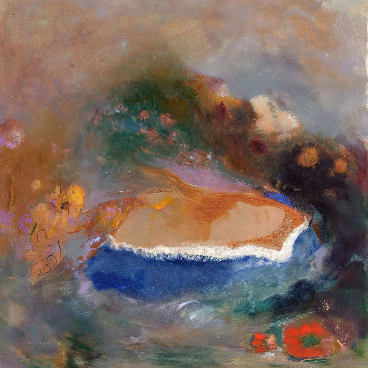 Ophelia With A Blue Wimple In The Water  by Odilon Redon