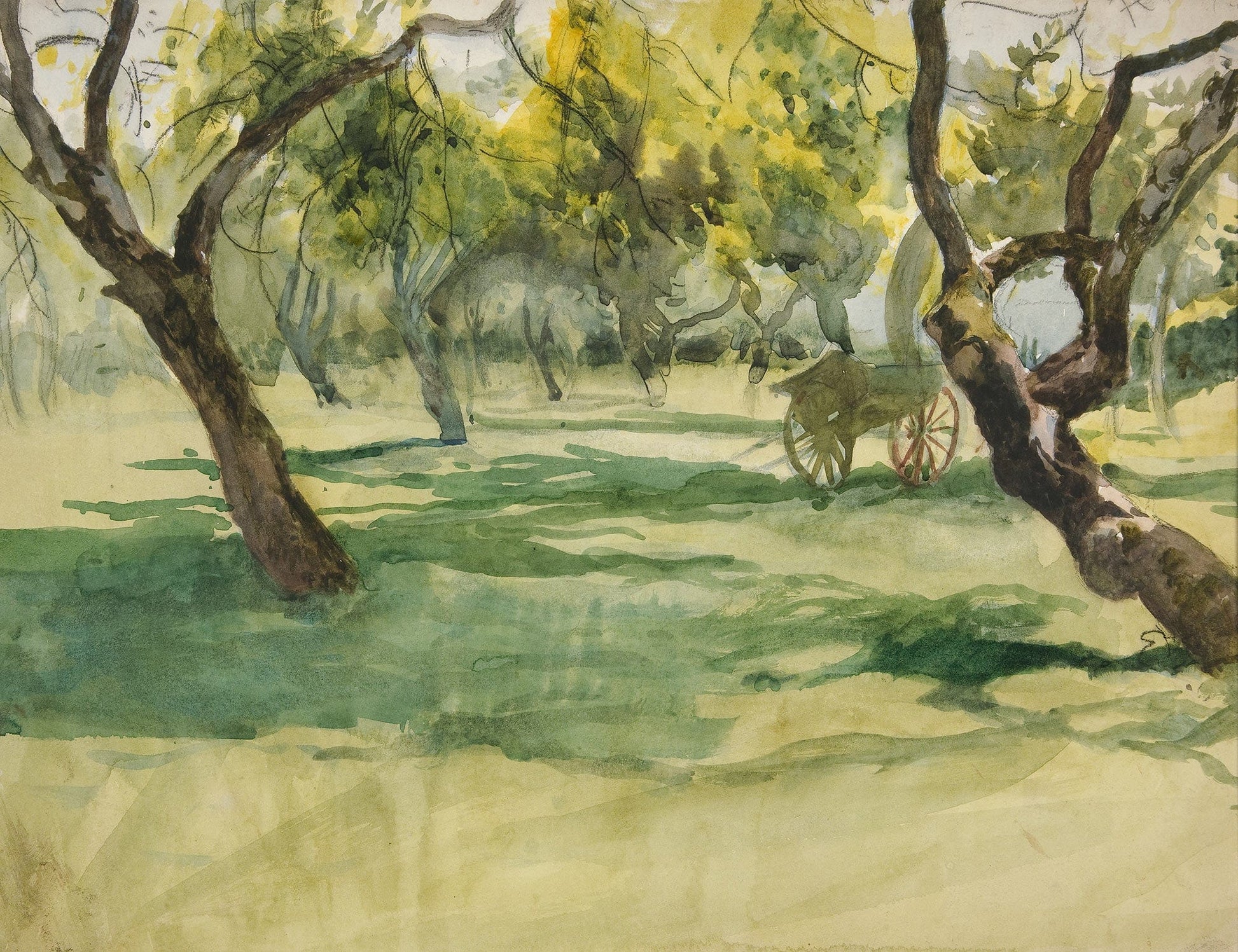 Orchard With Farm Cart by Edwin Austin Abbey
