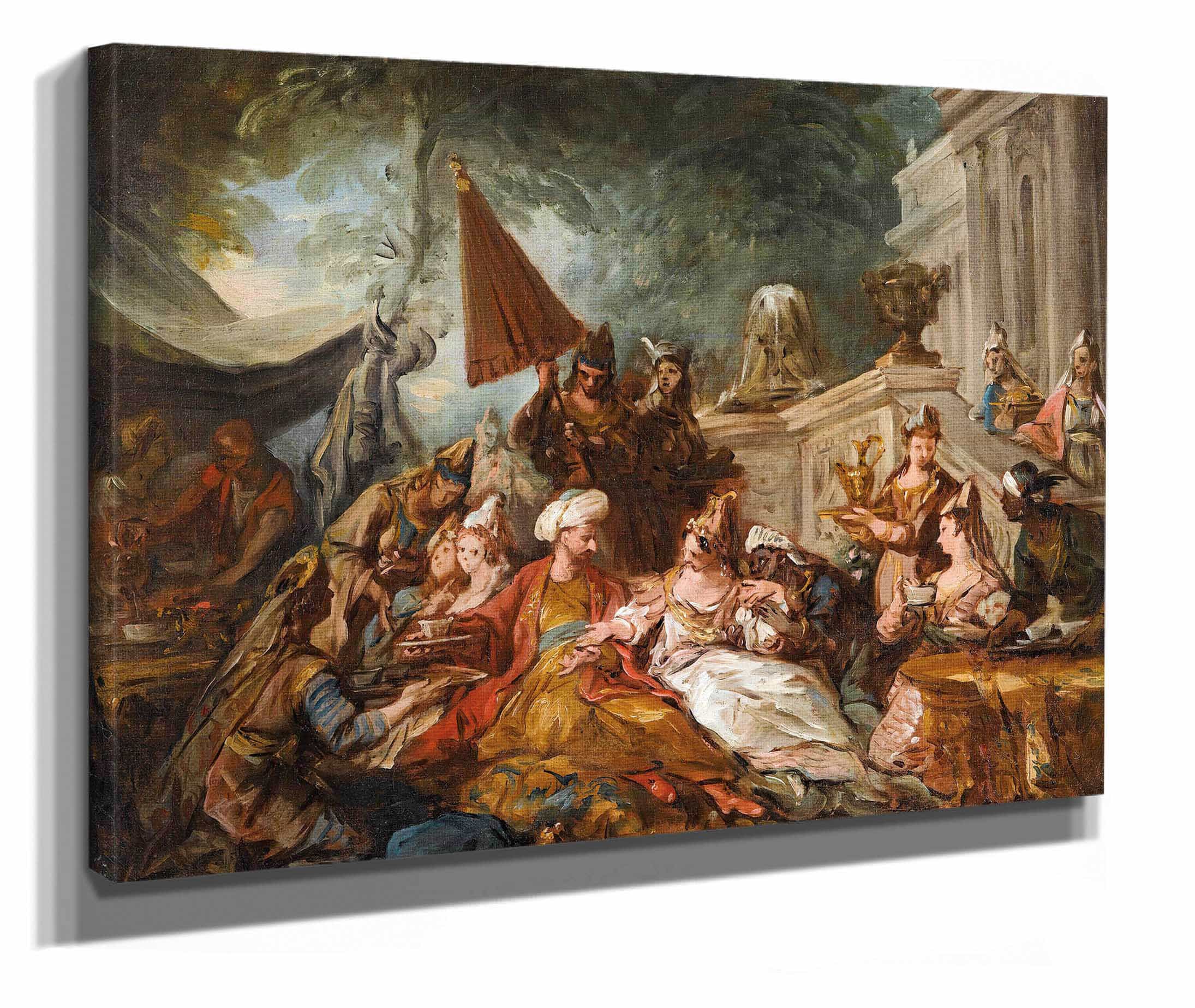 Oriental Scene Or Esthers Banquet by Jean Francois De Troy