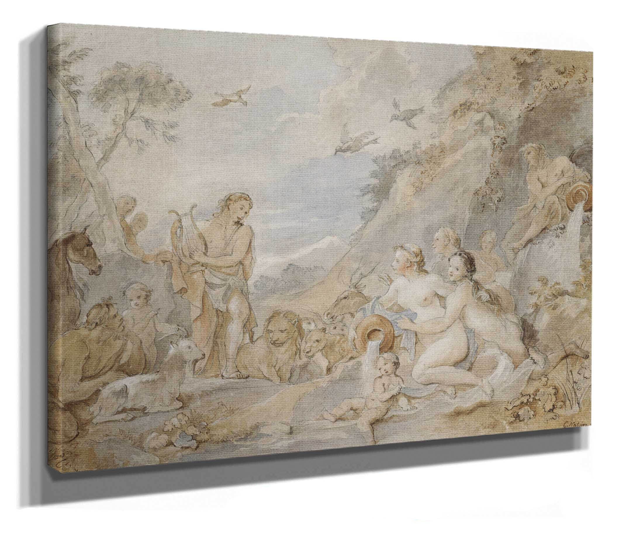 Orpheus Charming The Nymphs Dryads And Animals by Charles Joseph Natoire