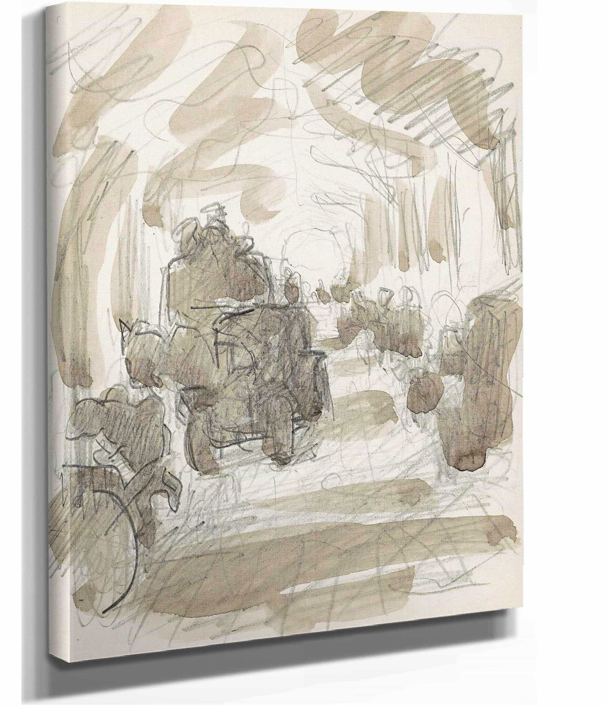 Overdekte Galerij Met Figuren En Een Paardenkar by Reijer Stolk
