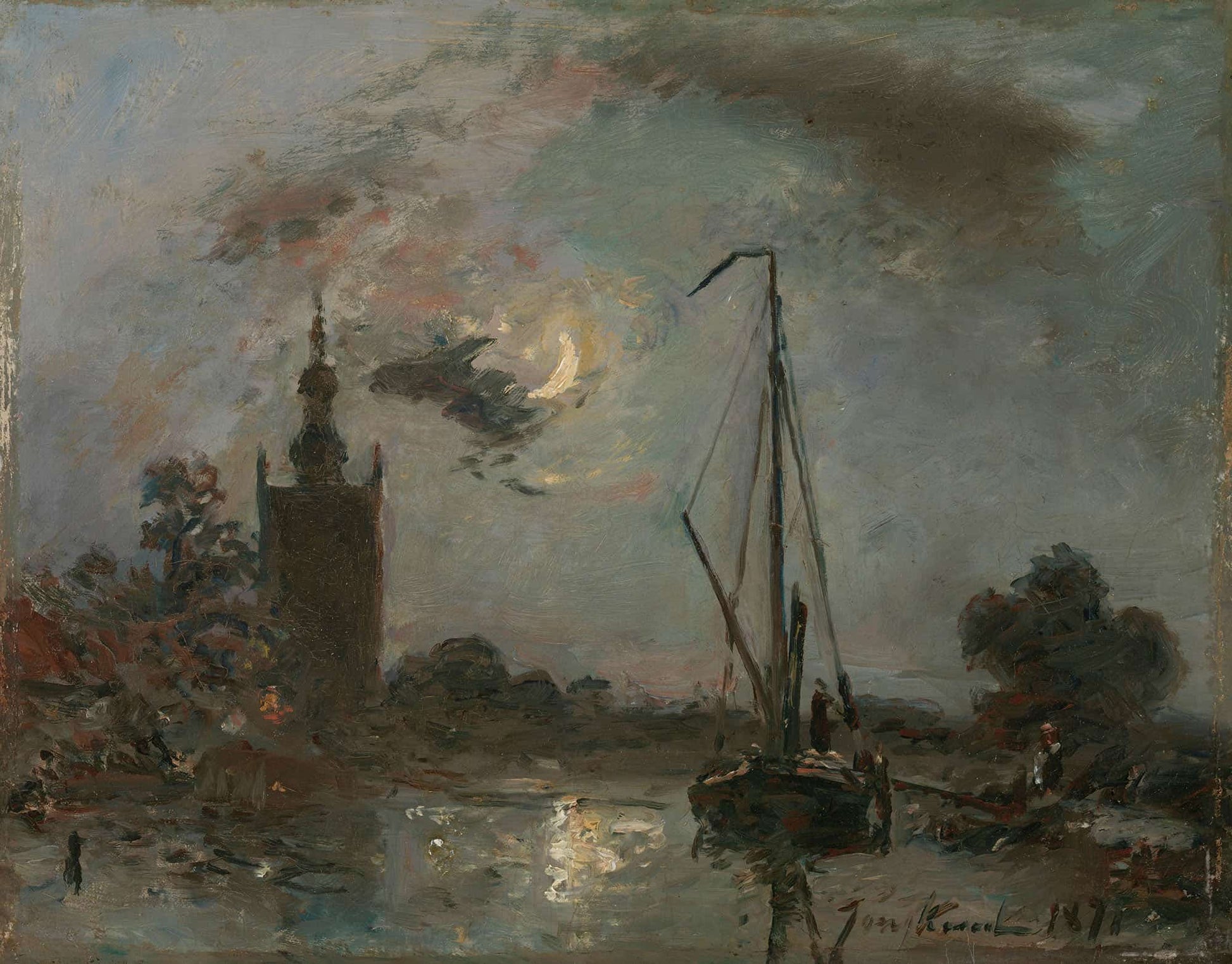 Overschie In The Moonlight by Johan Barthold Jongkind