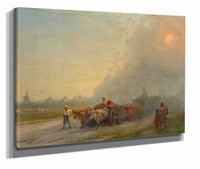 Ox Carts In The Ukrainian Steppe by Ivan Konstantinovich Aivazovsky