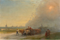 Ox Carts In The Ukrainian Steppe by Ivan Konstantinovich Aivazovsky