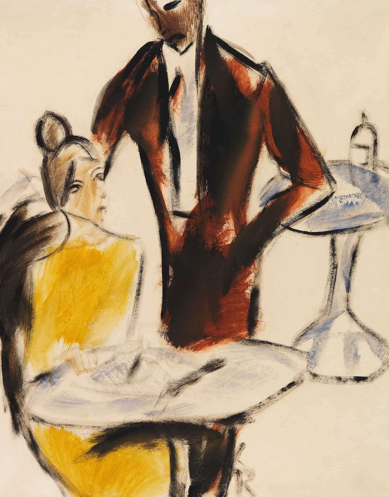 Paar Szene Im Cafe by Christian Rohlfs