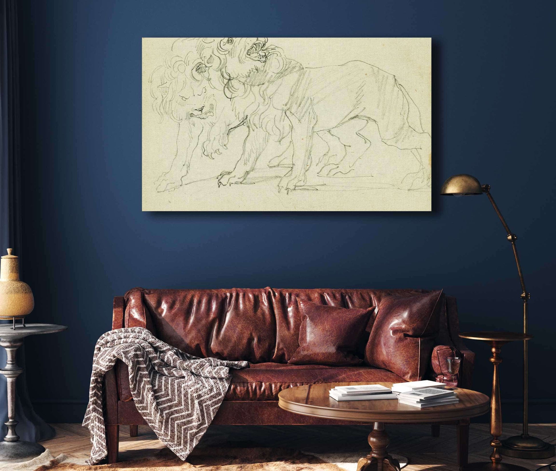 Pair Of Lions  by Theodore Gericault