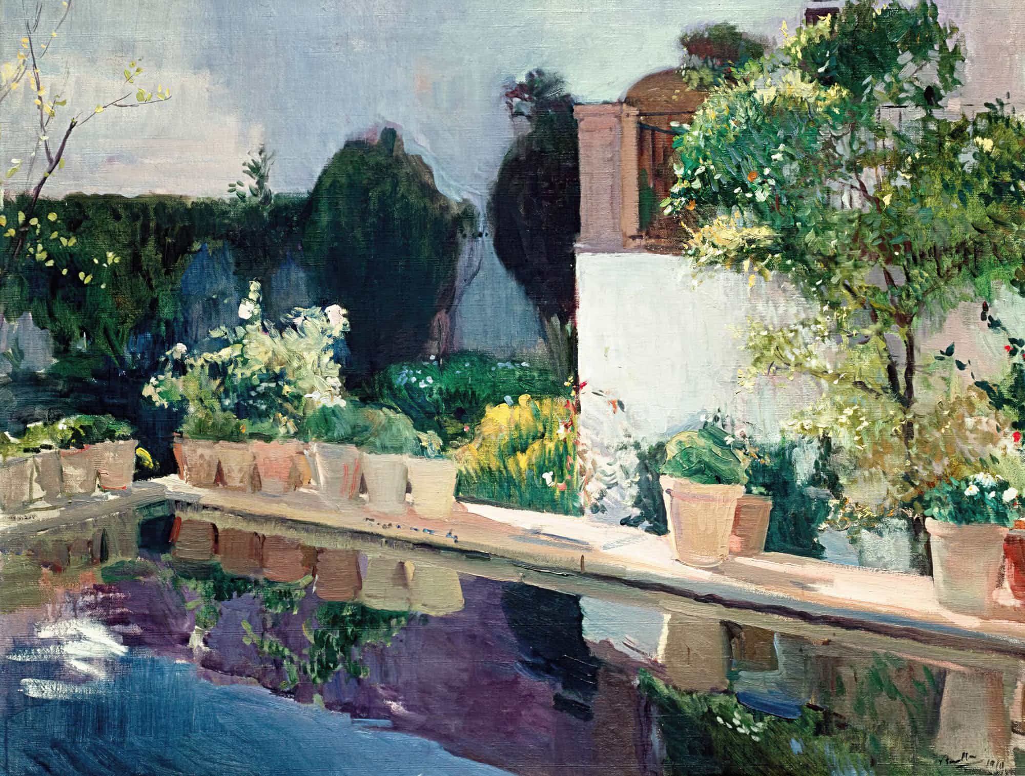 Palace Of Pond Royal Gardens In Seville by Joaquin Sorolla