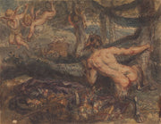 Pan Spying From Behind A Tree At Putti Shooting Arrows by Robert Smirke