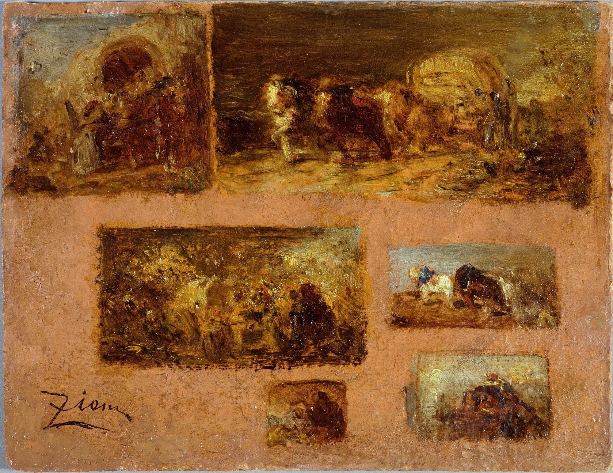 Panneau De Six Etudes De Chariot by Felix Ziem