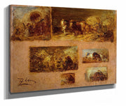 Panneau De Six Etudes De Chariot by Felix Ziem