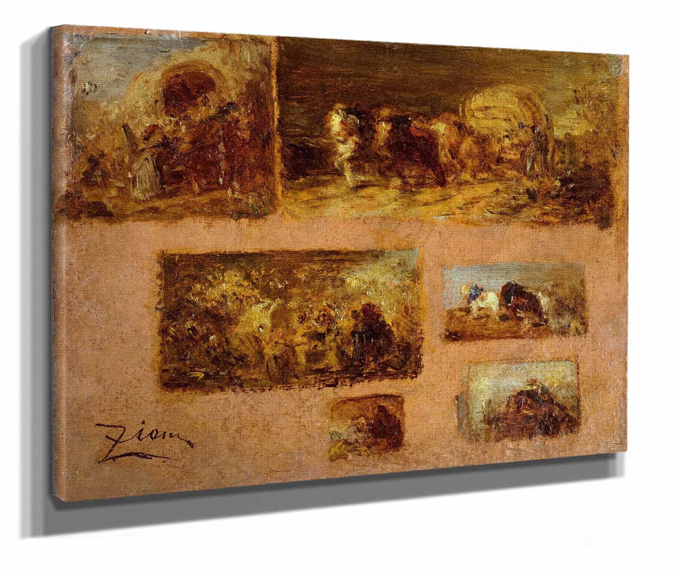 Panneau De Six Etudes De Chariot by Felix Ziem