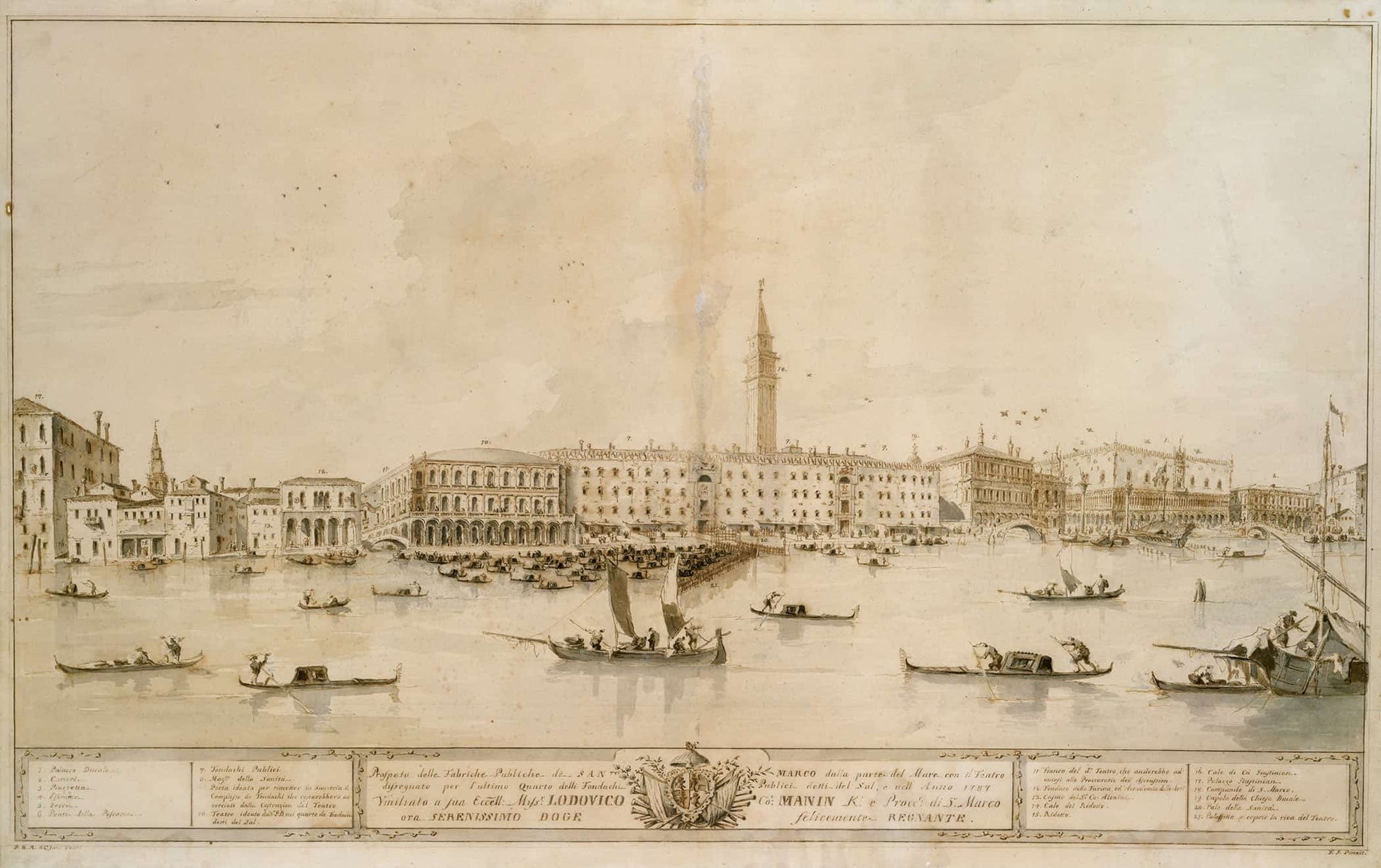 Panorama Of Venice From The Bacino Di San Marco Including The Project For The Proposed Teatro Manin   by Francesco Guardi