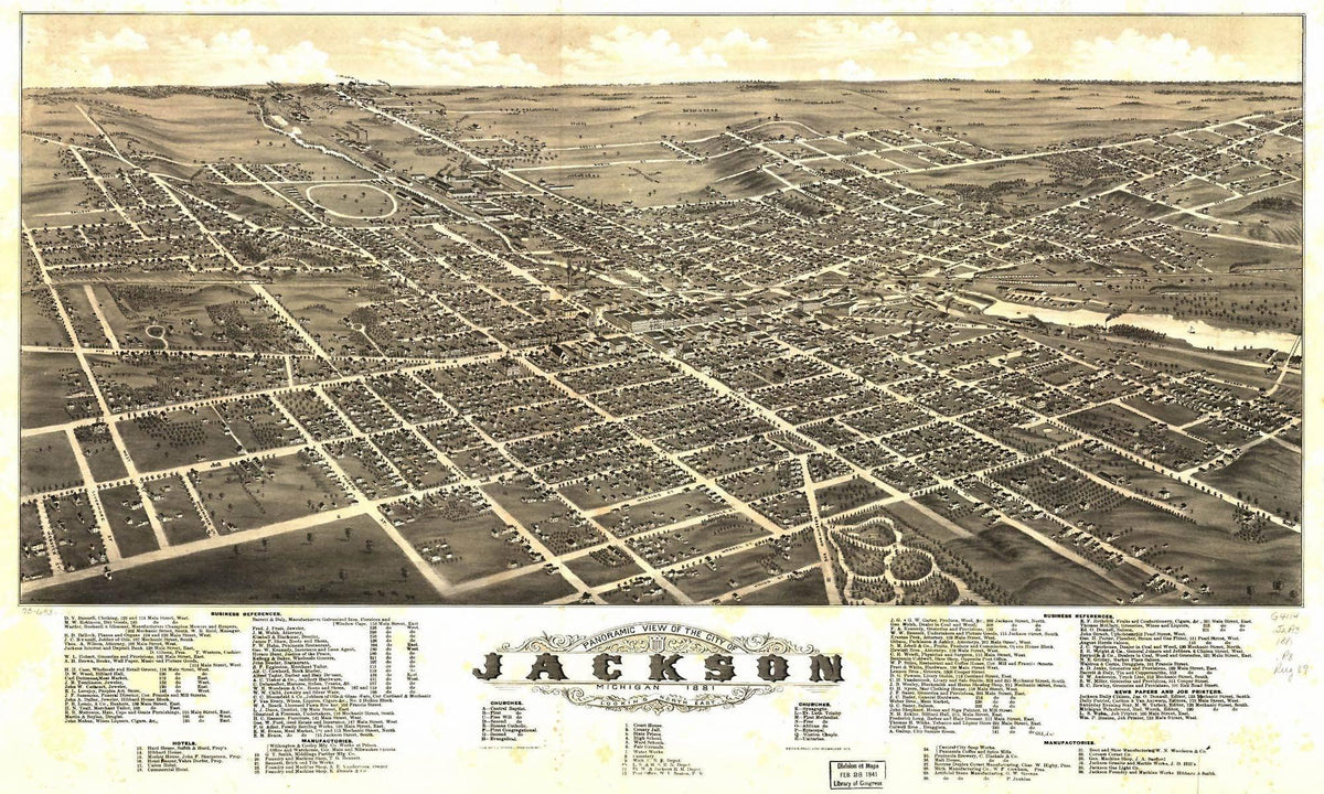 Panoramic View Of The City Of Jackson Michigan 1881  State Of Michigan