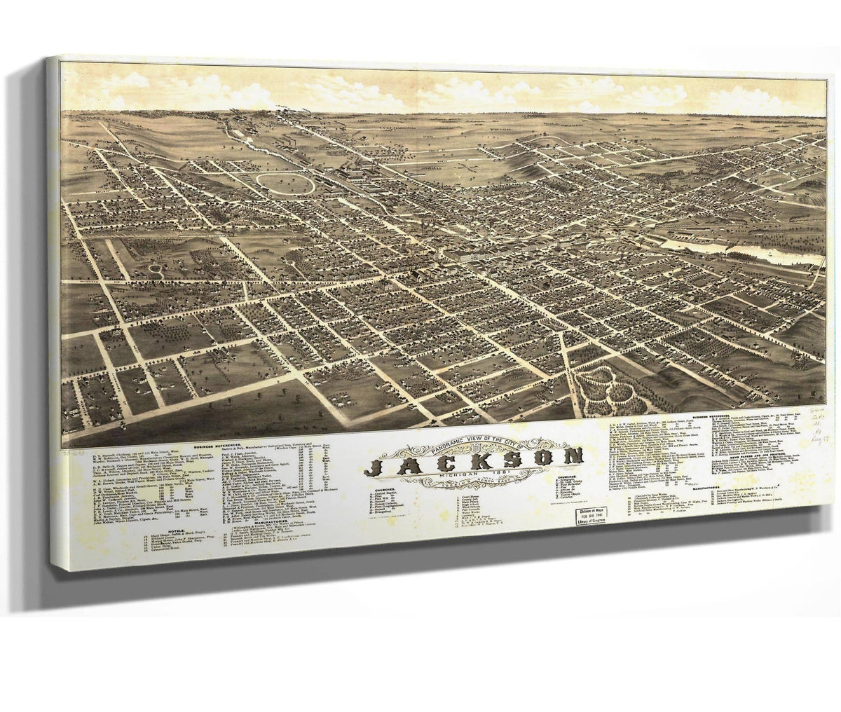 Panoramic View Of The City Of Jackson Michigan 1881  State Of Michigan