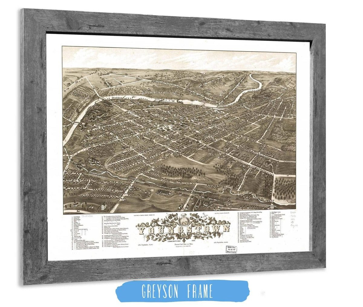 Panoramic View Of The City Of Youngstown County Seat Of Mahoning Co Ohio 1882 State of Ohio