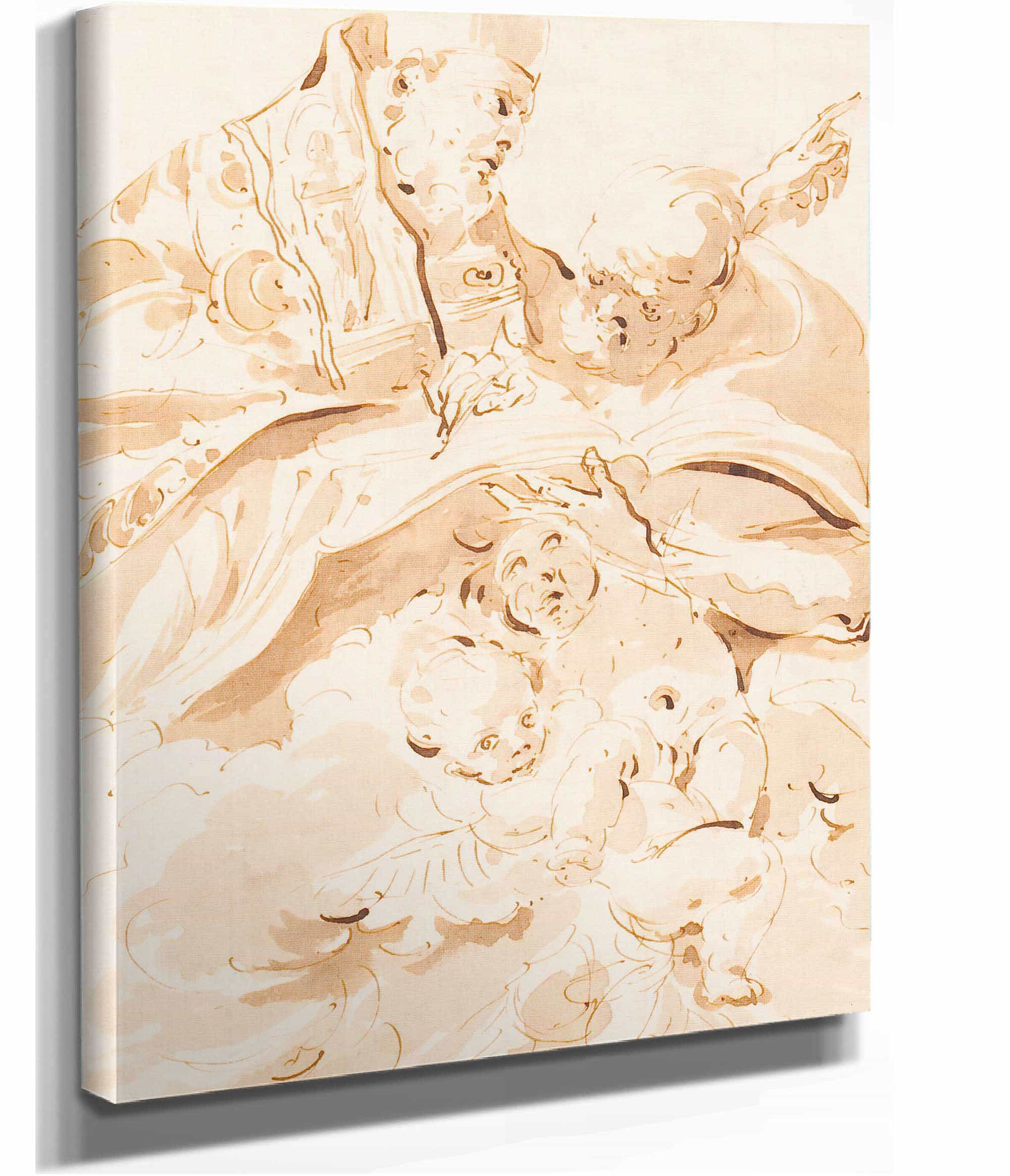 Papal Declaration St Augustine With Scribe And Angels by Giovanni Domenico Tiepolo