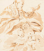 Papal Declaration St Augustine With Scribe And Angels by Giovanni Domenico Tiepolo