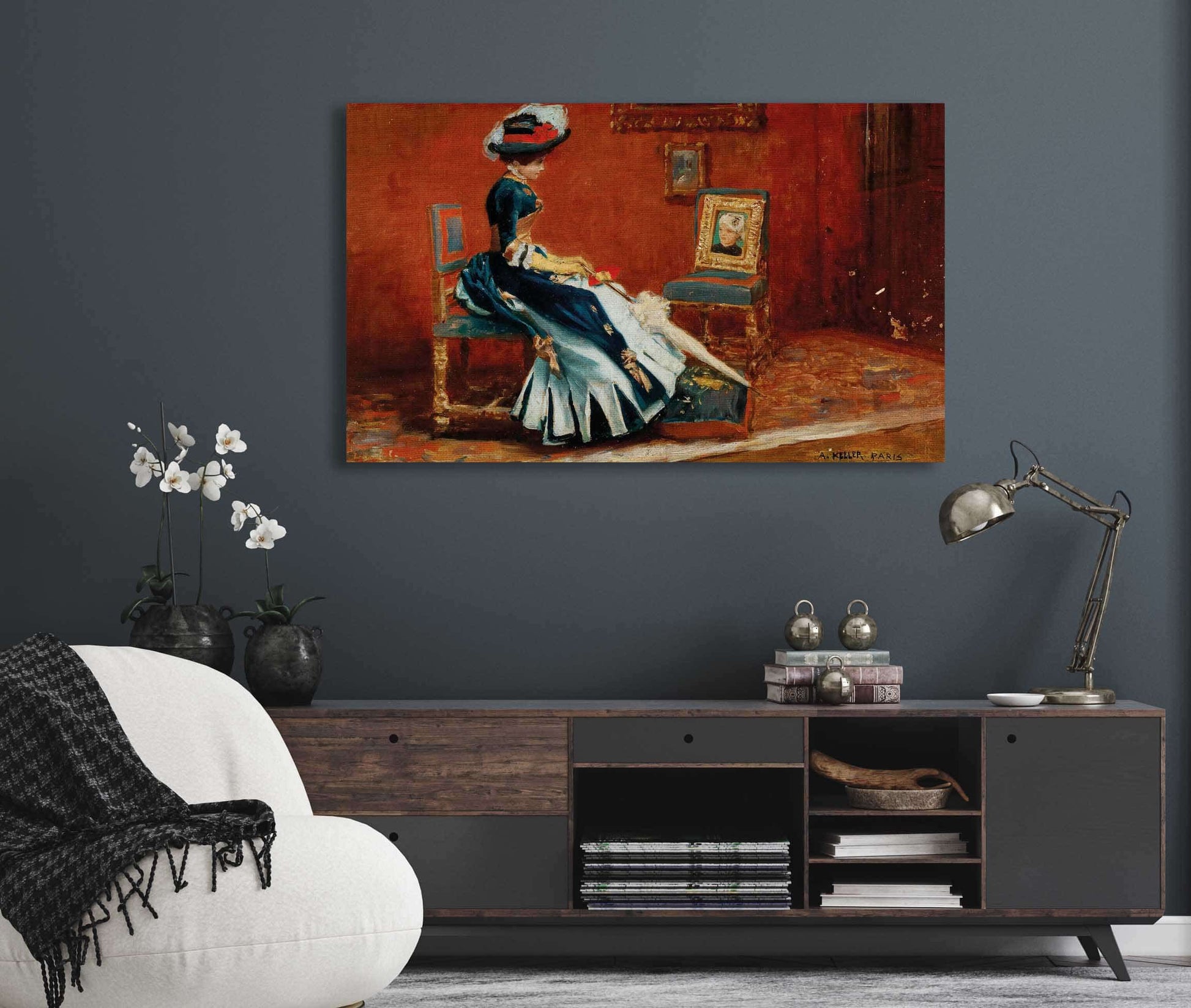 Paris A Young Lady In A Gallery By Albert Von Keller