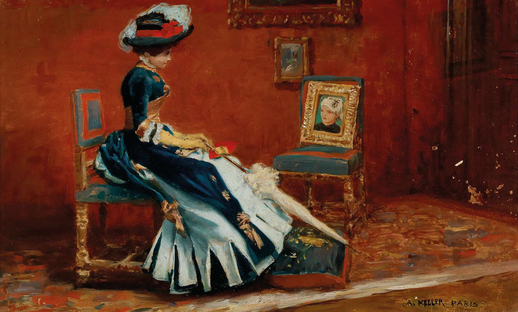 Paris A Young Lady In A Gallery By Albert Von Keller
