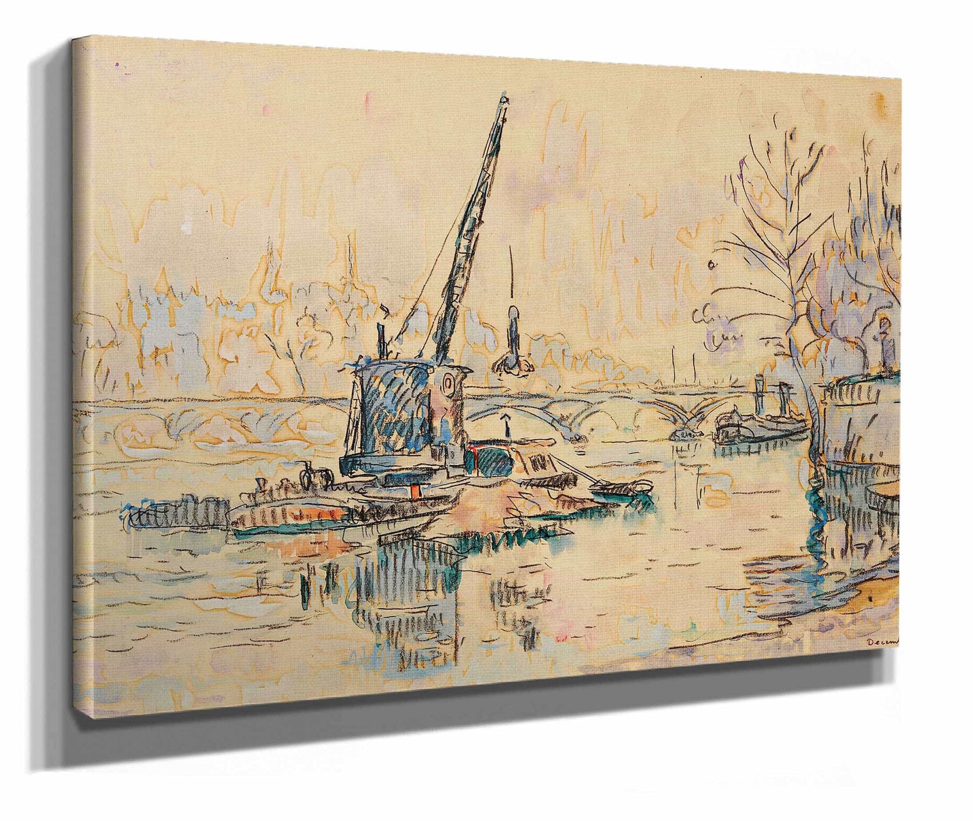 Paris La Seine Au Quai Malaquais The Crane by Paul Signac