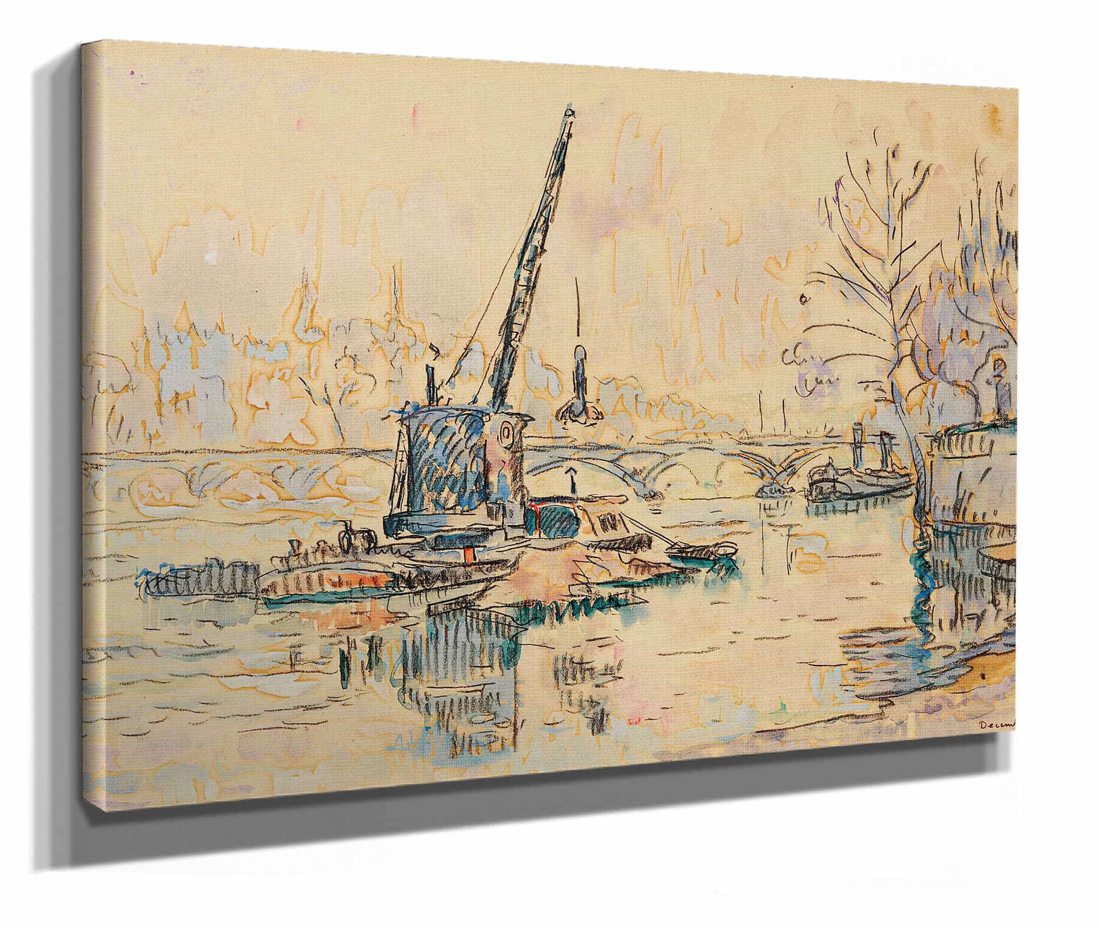 Paris La Seine Au Quai Malaquais The Crane by Paul Signac