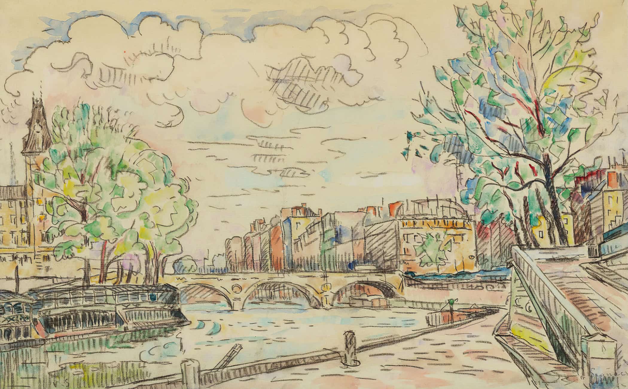 Paris Le Pont Louis Philippe by Paul Signac