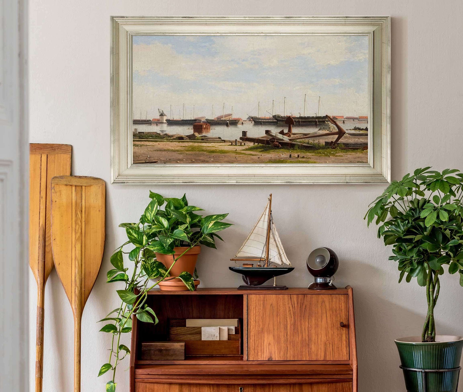 Parti Af Nyholm Med Kranen Og Nogle Krigsskibe by Christoffer Wilhelm Eckersberg