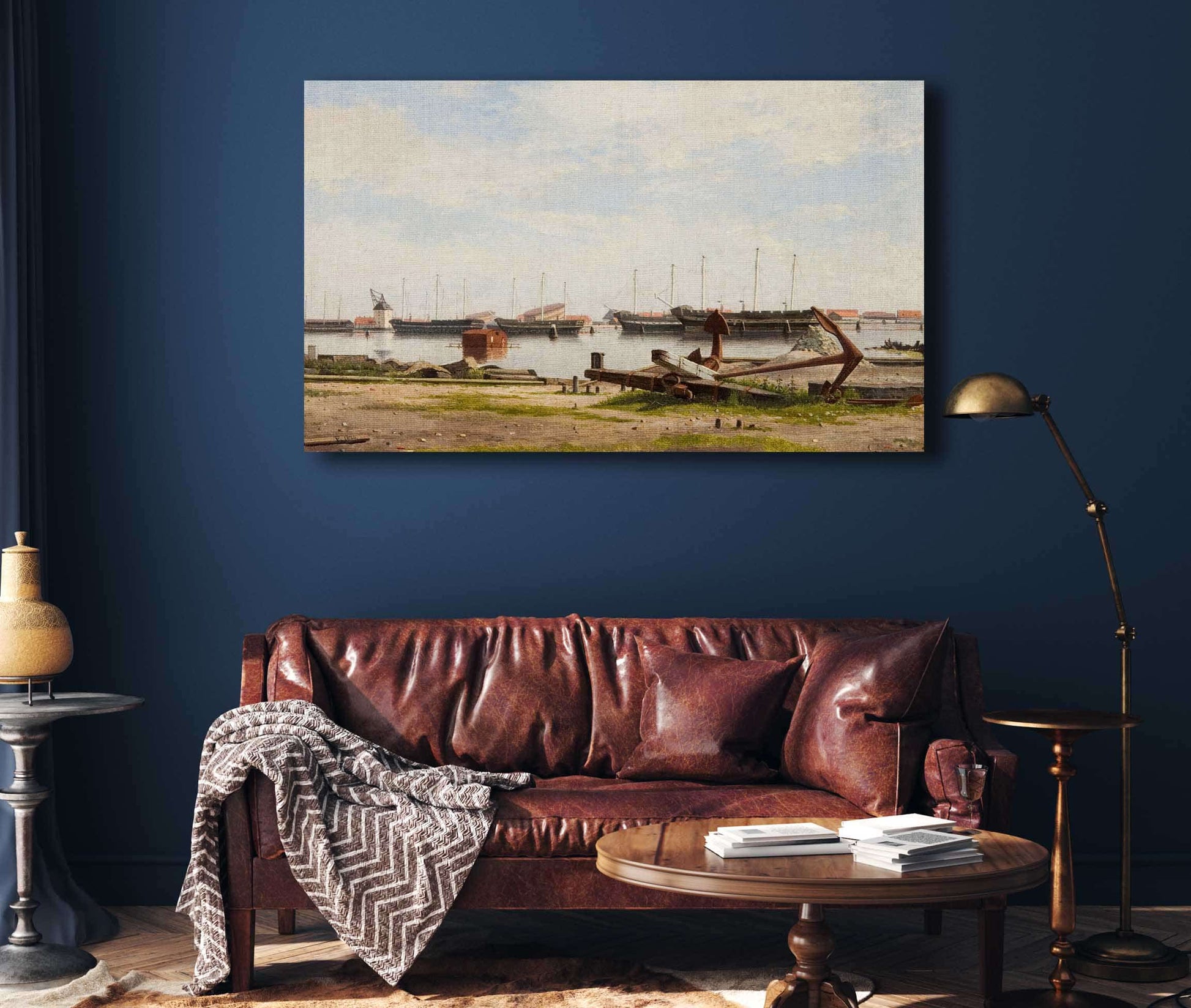 Parti Af Nyholm Med Kranen Og Nogle Krigsskibe by Christoffer Wilhelm Eckersberg