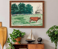 Pasture Scene With Cow In Foreground by Edwin Austin Abbey