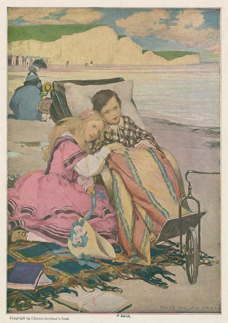 Paul Dombey And Florence On The Beach At Brighton by Jessie Willcox Smith