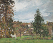 Paysage Avec Cheval Blanc Dans Un Pre Lhermitage Pontoise by Camille Pissarro