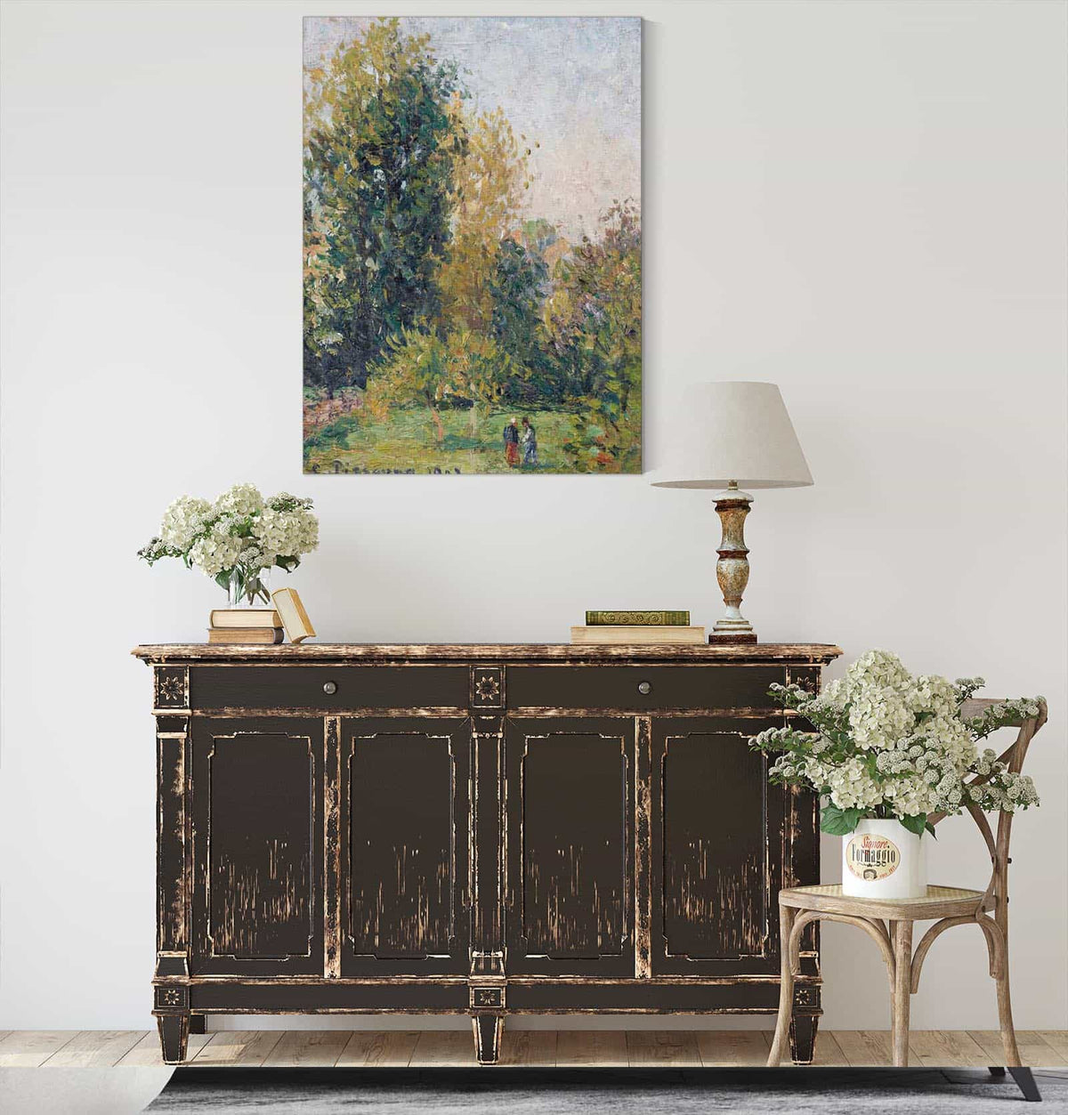 Paysage Avec Deux Personnages Eragny Automne by Camille Pissarro