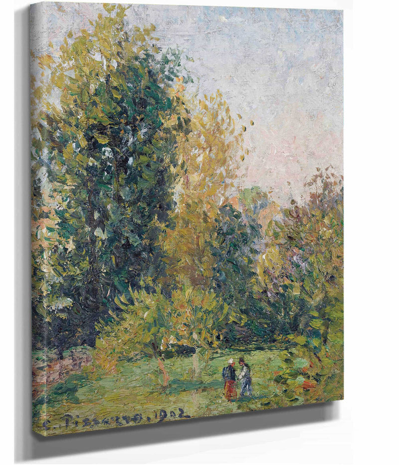Paysage Avec Deux Personnages Eragny Automne by Camille Pissarro