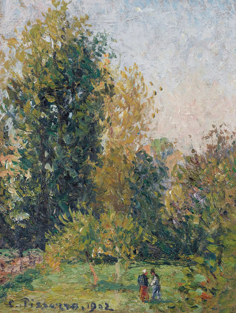 Paysage Avec Deux Personnages Eragny Automne by Camille Pissarro