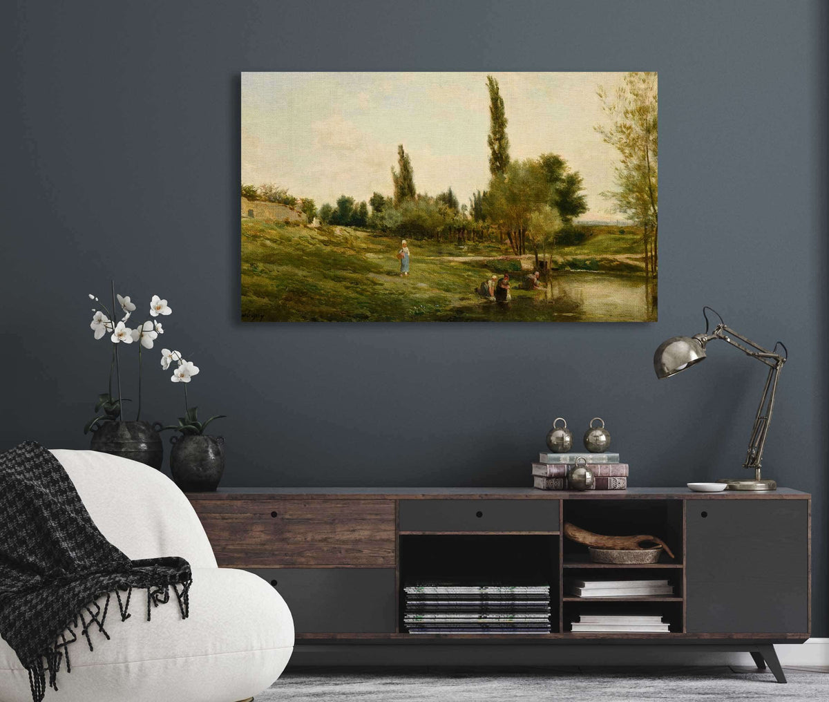 Paysage Avec Laveuses Peintre by Charles Francois Daubigny