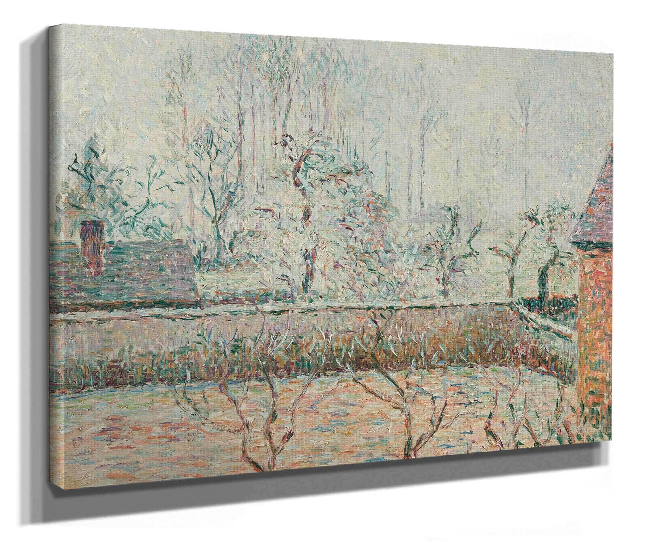 Paysage Avec Maisons Et Mur De Cloture Givre Et Brume Eragny by Camille Pissarro