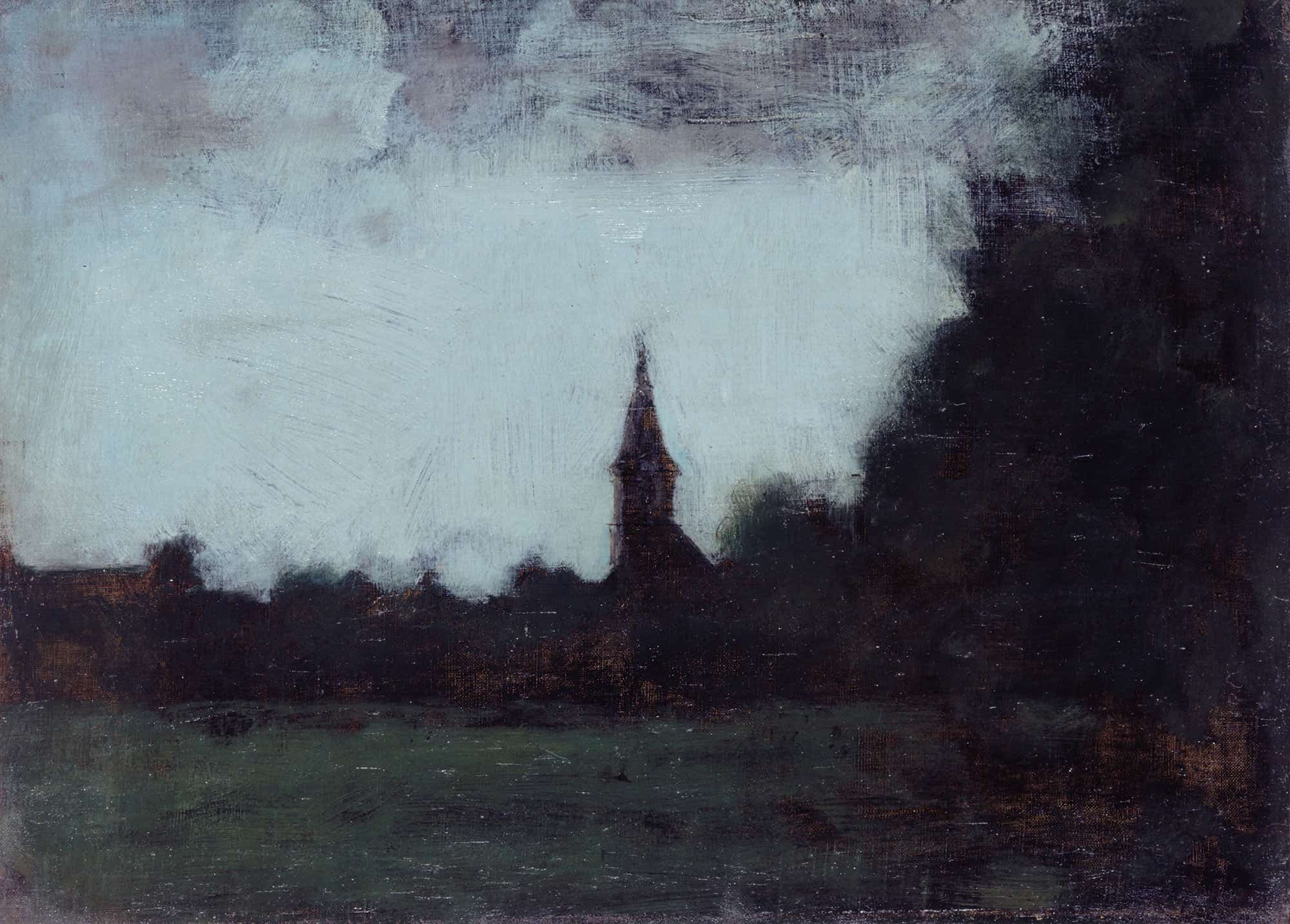 Paysage Dalsace Le Clocher De Bernwiller by Jean Jacques Henner