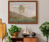 Paysage Dautomne Pres Dune Cote Avec Deux Personnages by Jean Baptiste Camille Corot