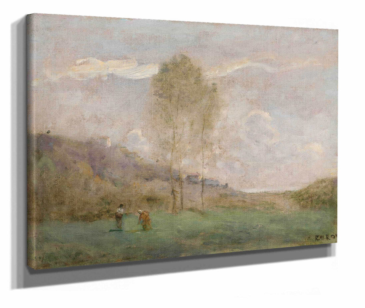 Paysage Dautomne Pres Dune Cote Avec Deux Personnages by Jean Baptiste Camille Corot
